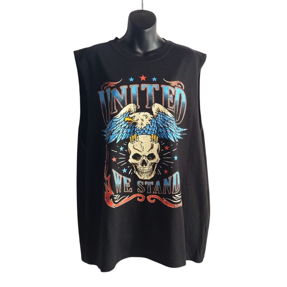 Celebrate Patriotic Motorcycle Shirt  Men's Black Sleeveless Eagle Skull Size XL